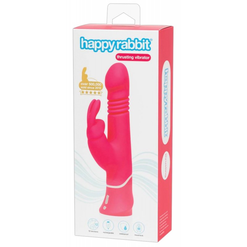 Happyrabbit Thrusting - akkus, csiklókaros lökő vibrátor (pink) 22589 termék bemutató kép