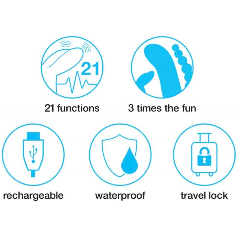 Happyrabbit Triple - akkus csikló-és análkaros vibrátor (fekete) 22539 termék bemutató kép