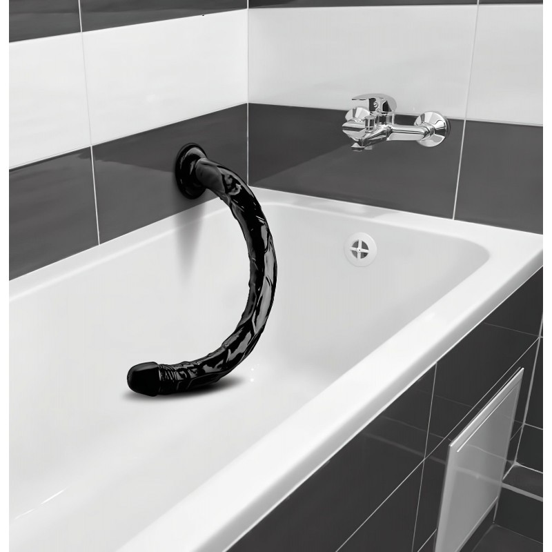 Hosed Anal Snake 19 - tapadókorongos anál dildó (fekete) 105862 termék bemutató kép