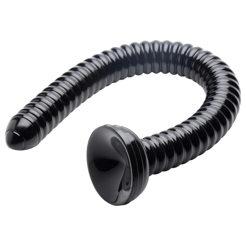 HOSED Ribbed Hose 19 - tapadókorongos anál dildó (fekete) 106586 termék bemutató kép