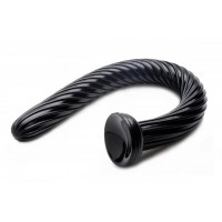 Hosed Spiral Anal Snake 19 - tapadótalpas, hosszú anál dildó (fekete) 35705 termék bemutató kép