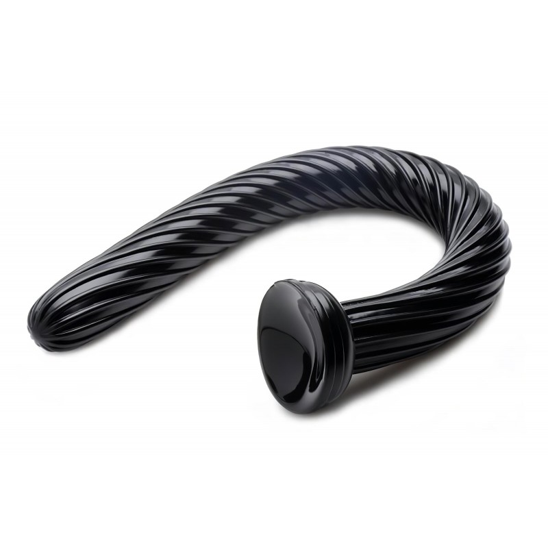 Hosed Spiral Anal Snake 19 - tapadókorongos anál dildó (fekete) 105799 termék bemutató kép