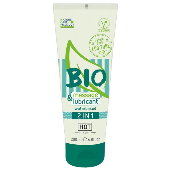 HOT Bio 2IN1 - vízbázisú síkosító- és masszázsgél (200ml)