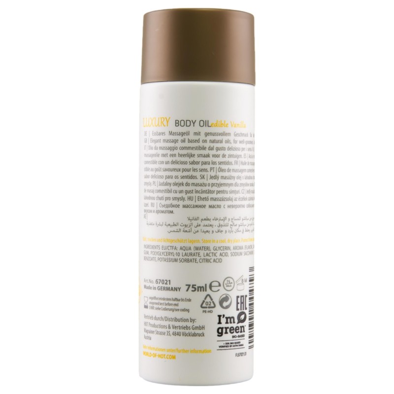 HOT - Shiatsu Luxury - ehető masszázsolaj - vanília (75 ml) 136127 termék bemutató kép