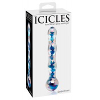 Icicles No. 08 - hullámos, kétvégű, üveg dildó (áttetsző-kék) 72874 termék bemutató kép