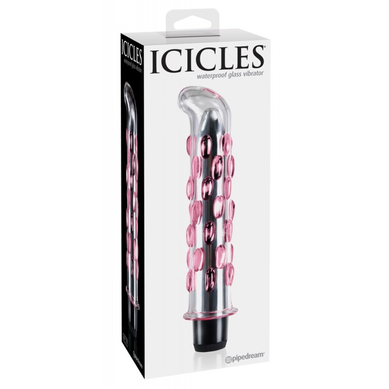 Icicles No. 19 - gyöngyös, üveg G-pont vibrátor (áttetsző-pink) 72689 termék bemutató kép