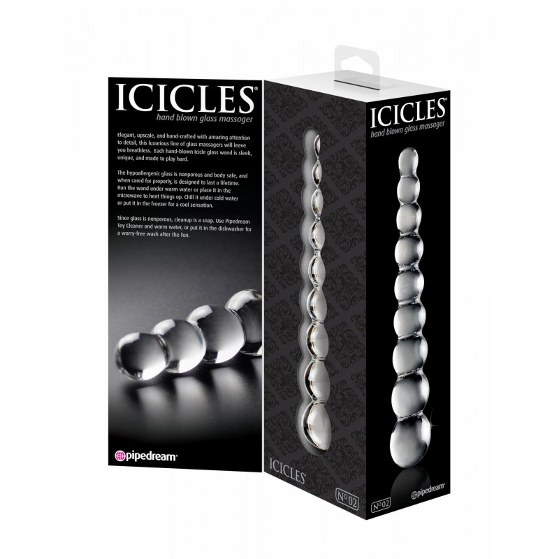Icicles No. 2 - gömbös üveg dildó (áttetsző) 52108 termék bemutató kép