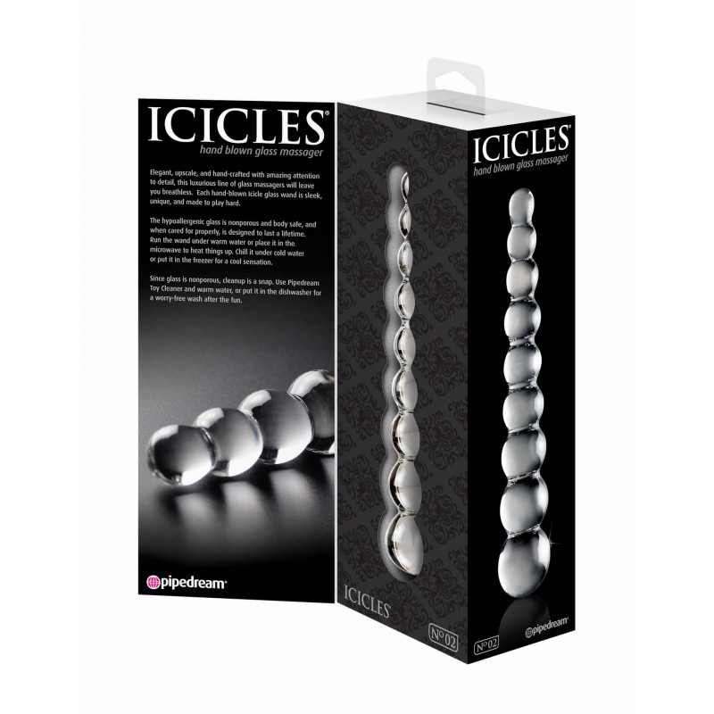 Icicles No. 2 - gömbös üveg dildó (átlátszó) 52108 termék bemutató kép
