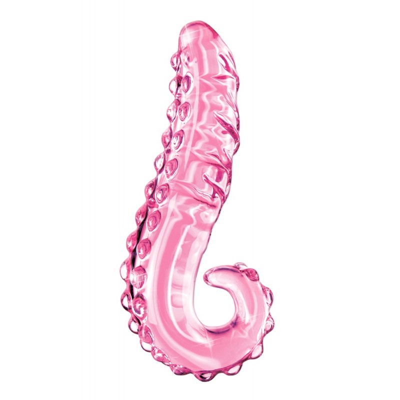 Icicles No. 24 - bordás nyelv üveg dildó (pink) 50664 termék bemutató kép