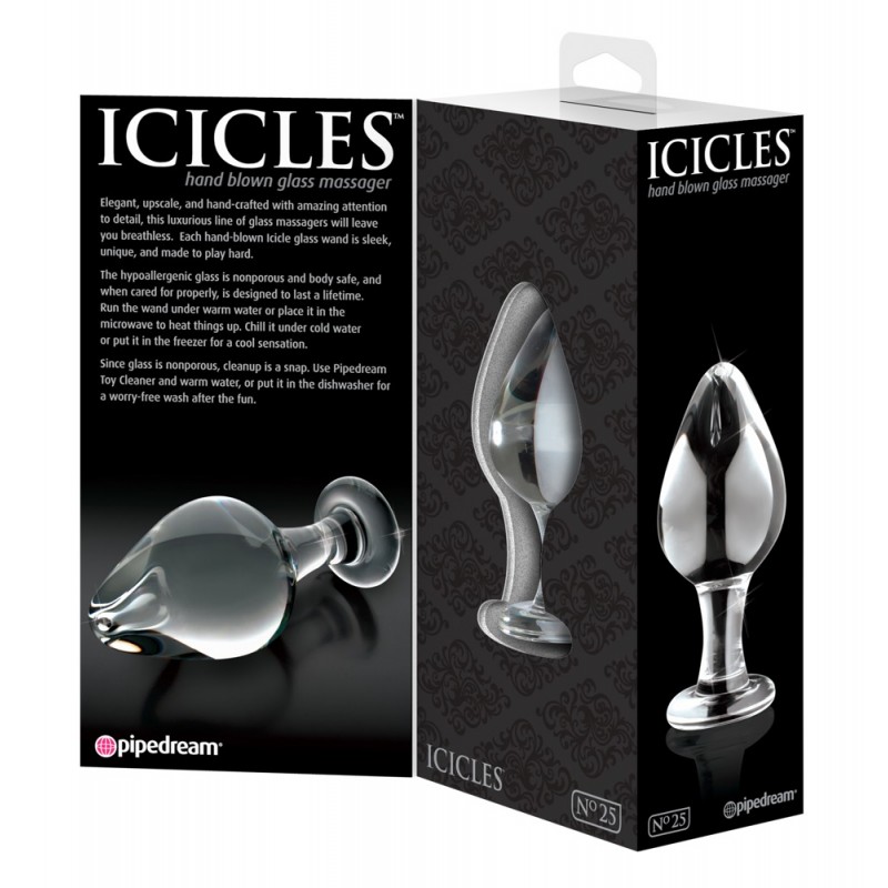 Icicles No. 25 - kúpos, üveg anál plug (átlátszó) 40406 termék bemutató kép