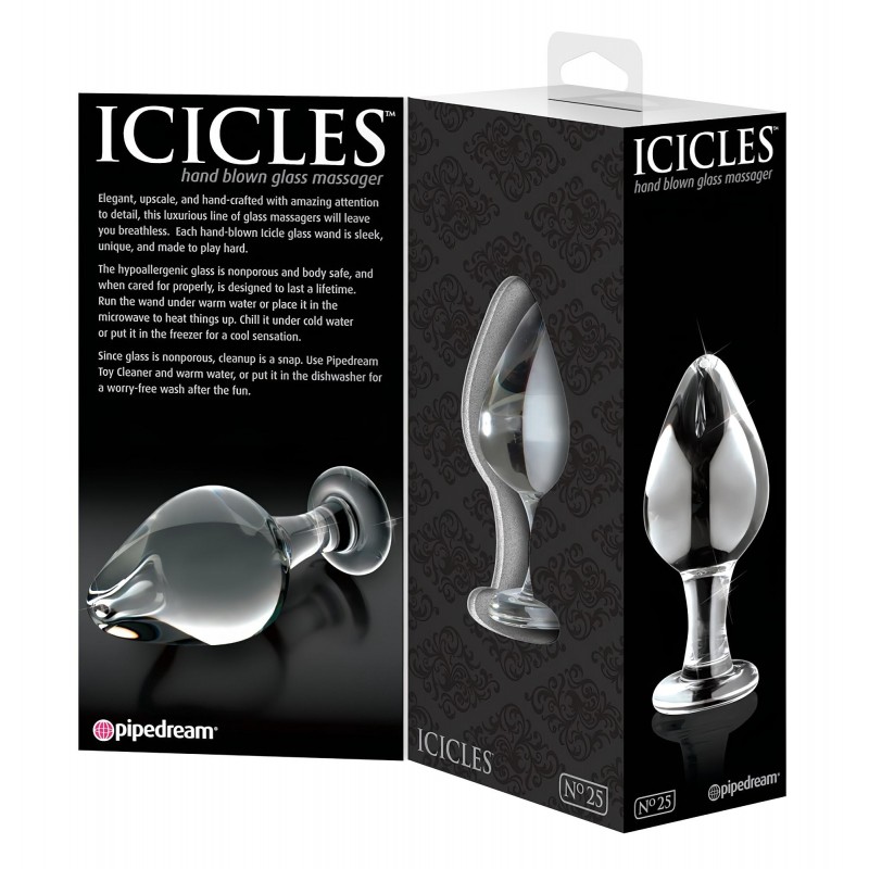 Icicles No. 25 - kúpos, üveg anál plug (átlátszó) 107283 termék bemutató kép