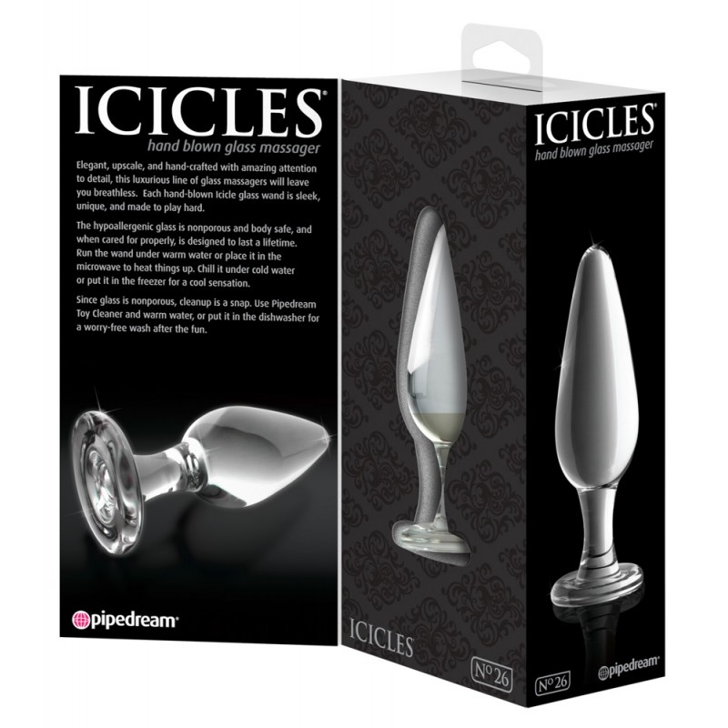 Icicles No. 26 - kúpos, üveg anál plug (átlátszó) 40401 termék bemutató kép