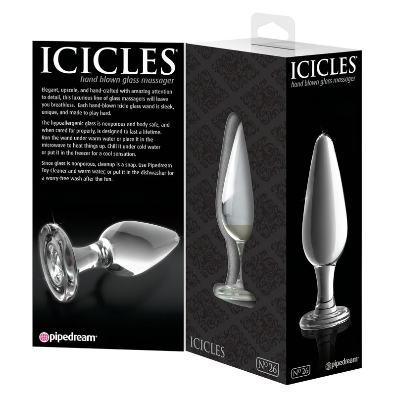 Icicles No. 26 - kúpos, üveg anál plug (átlátszó) 107278 termék bemutató kép