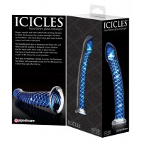 Icicles No. 29 - spirális, péniszes üveg dildó (kék) 40396 termék bemutató kép