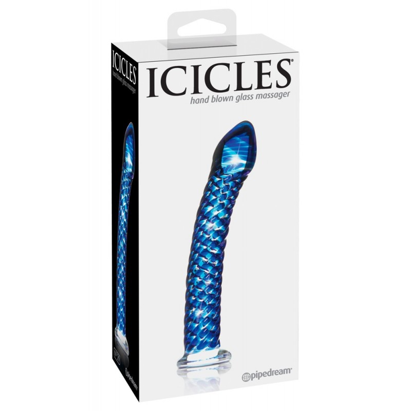 Icicles No. 29 - spirál, pénisz üveg dildó (kék) 72961 termék bemutató kép