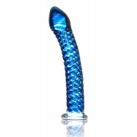 Icicles No. 29 - spirális, péniszes üveg dildó (kék) 40398 termék bemutató kép