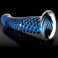 Icicles No. 29 - spirális, péniszes üveg dildó (kék) 40399 termék bemutató kép