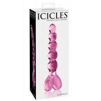 Icicles No. 43 - gyöngyös, szíves üveg dildó (pink) 72812 termék bemutató kép