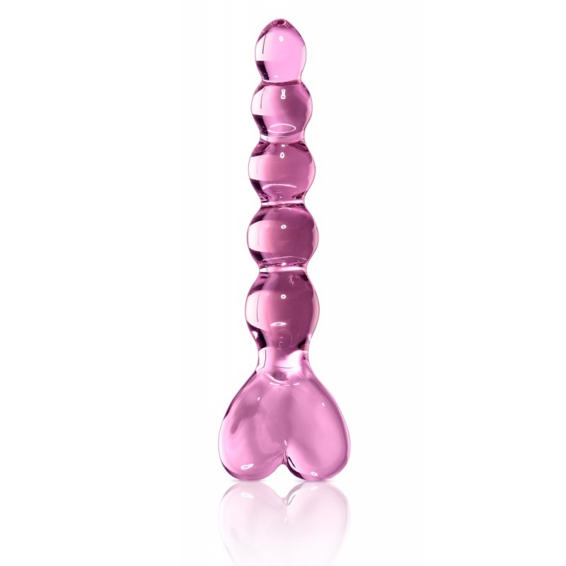Icicles No. 43 - gyöngyös, szíves üveg dildó (pink) 40382 termék bemutató kép