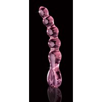 Icicles No. 43 - gyöngyös, szíves üveg dildó (pink) 40383 termék bemutató kép
