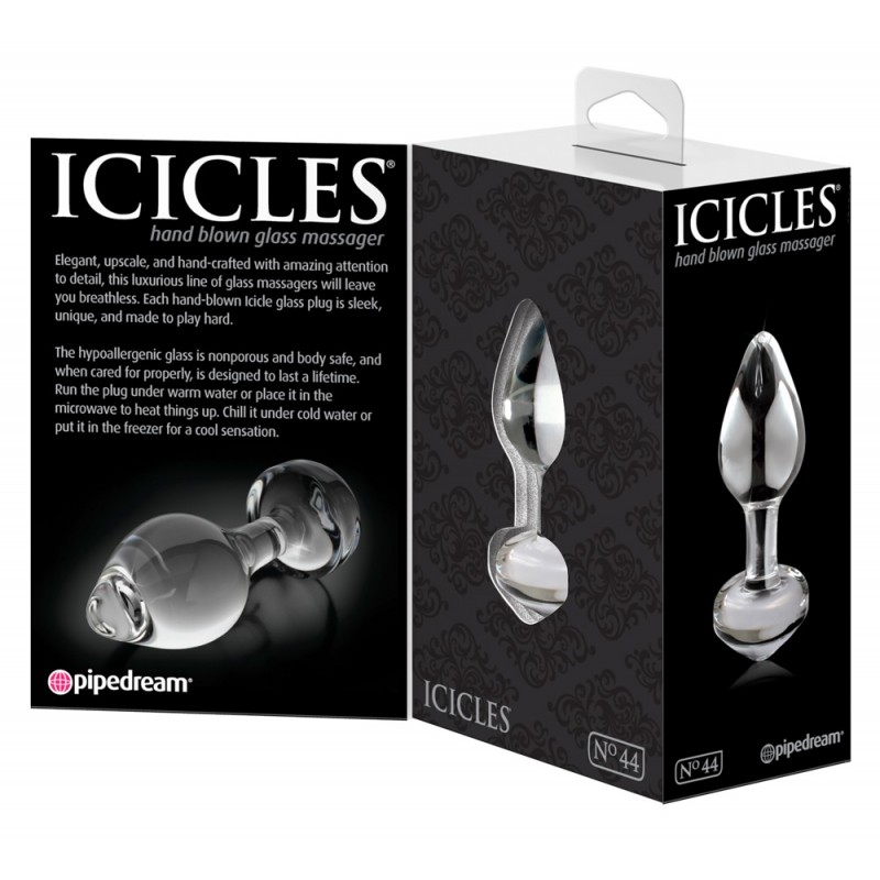 Icicles No. 44 - kúpos, üveg anál plug (átlátszó) 40375 termék bemutató kép
