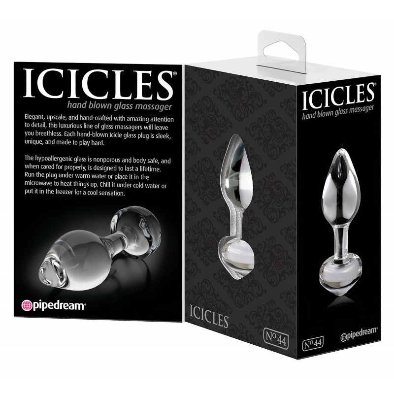 Icicles No. 44 - kúpos, üveg anál plug (átlátszó) 107315 termék bemutató kép