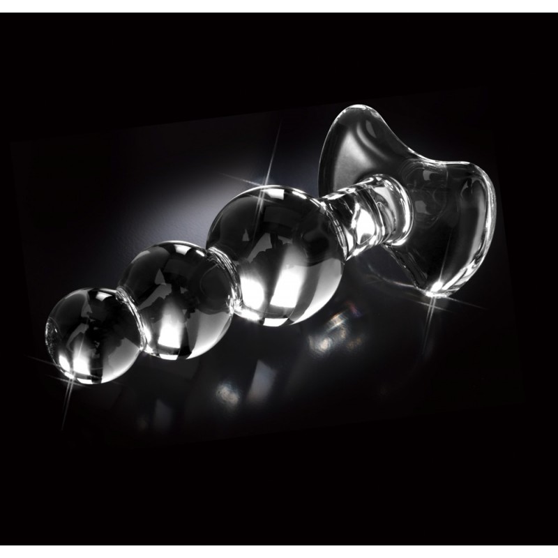 Icicles No. 47 - tripla gyöngyös, üveg anál dildó (áttetsző) 40452 termék bemutató kép