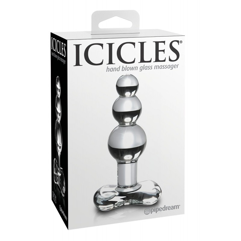 Icicles No. 47 - tripla gyöngyös, üveg anál plug (átlátszó) 107365 termék bemutató kép
