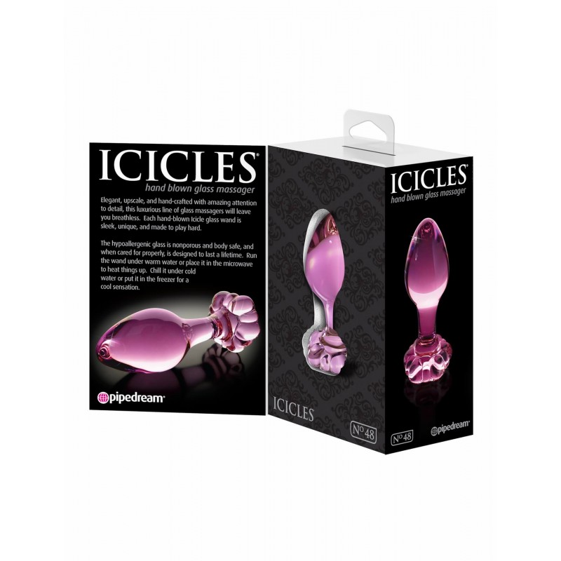 Icicles No. 48 - virágos üveg anál kúp (pink) 40084 termék bemutató kép