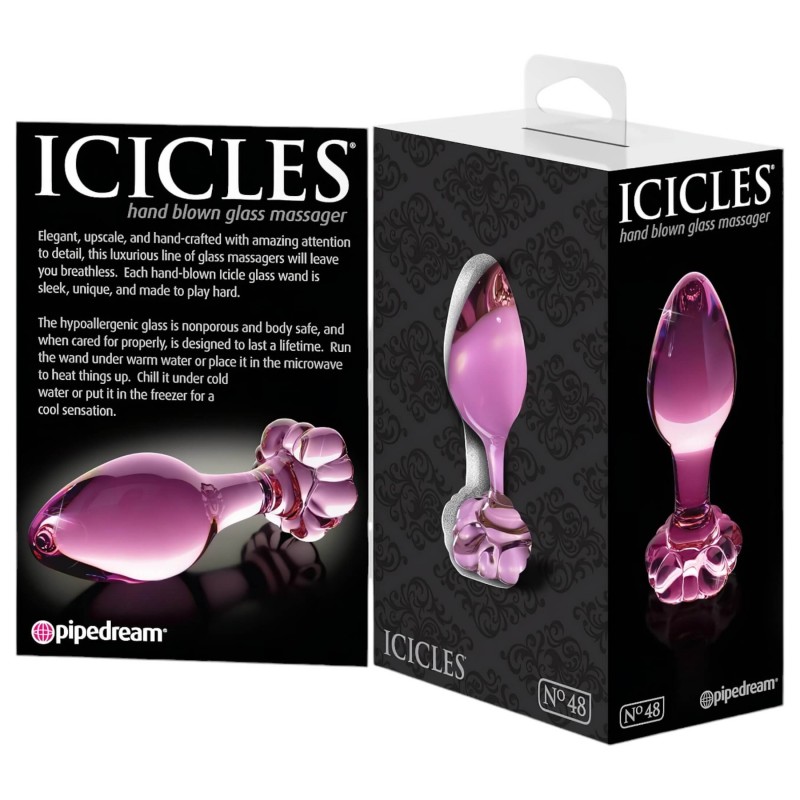 Icicles No. 48 - virágos üveg anál plug (pink) 157289 termék bemutató kép