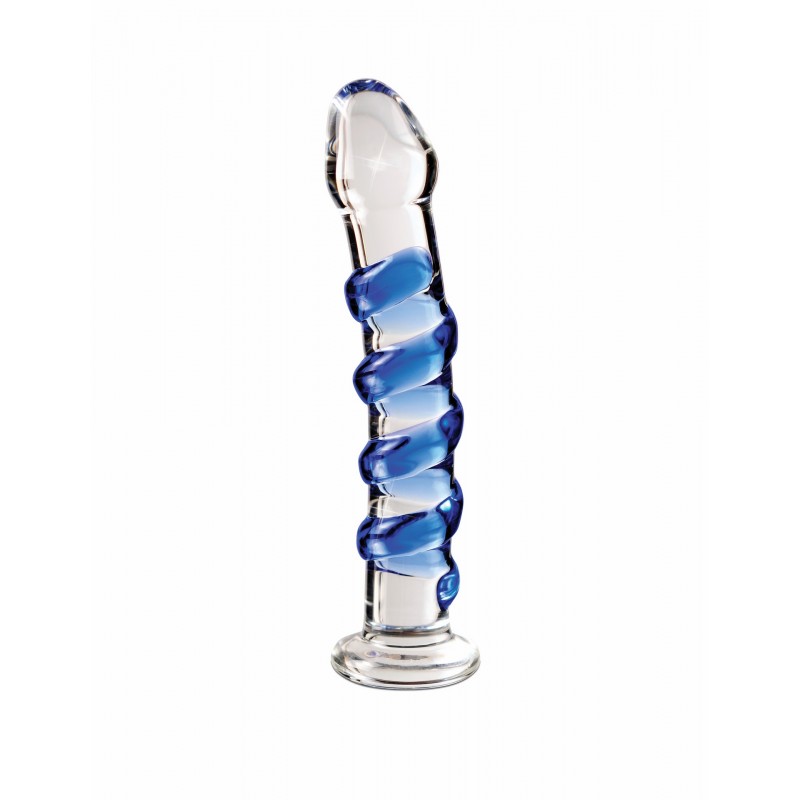 Icicles No. 5 - spirális üveg dildó (áttetsző-kék) 40065 termék bemutató kép