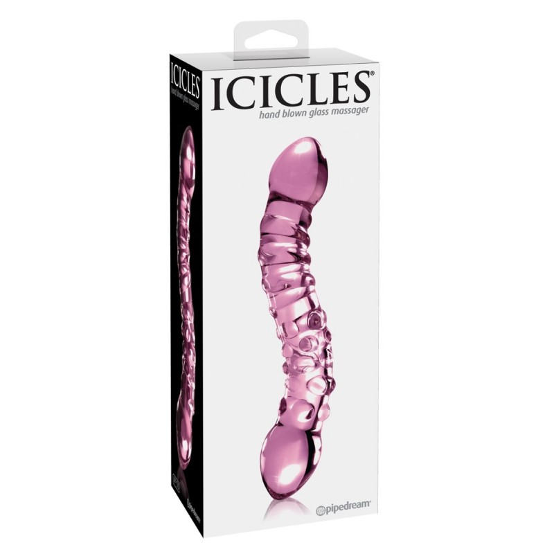 Icicles No. 55 - kétvégű, G-pont üveg dildó (pink) 72840 termék bemutató kép