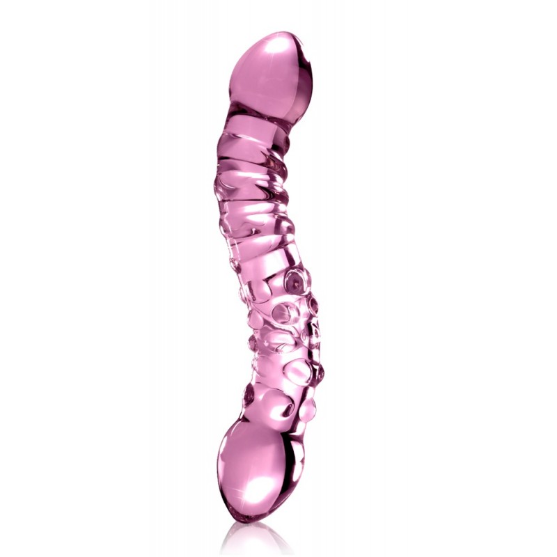 Icicles No. 55 - kétvégű, G-pont üveg dildó (pink) 40344 termék bemutató kép
