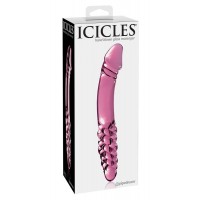 Icicles No. 57 - péniszes kétvégű üveg dildó (pink) 72871 termék bemutató kép