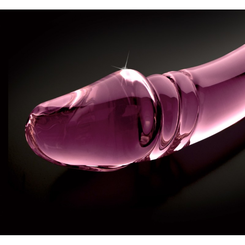 Icicles No. 57 - péniszes kétvégű üveg dildó (pink) 40350 termék bemutató kép