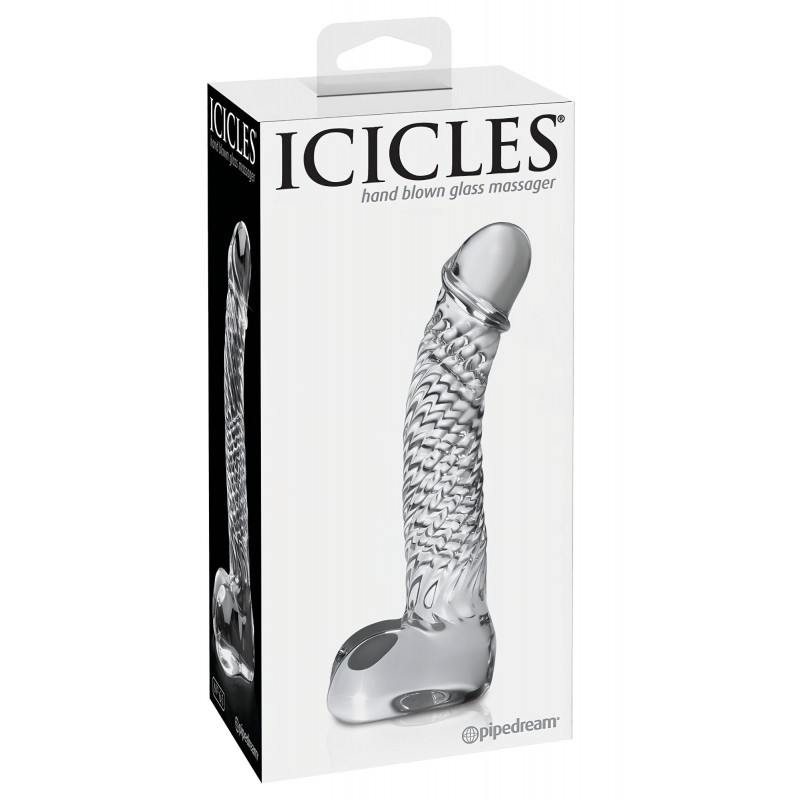 Icicles No. 61 - herés, péniszes üveg dildó (átlátszó) 107242 termék bemutató kép