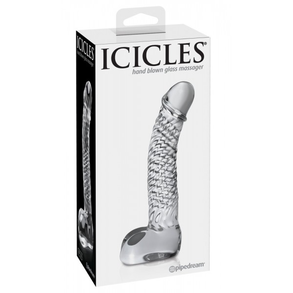 Icicles No. 61 - herés, péniszes üveg dildó (átlátszó)