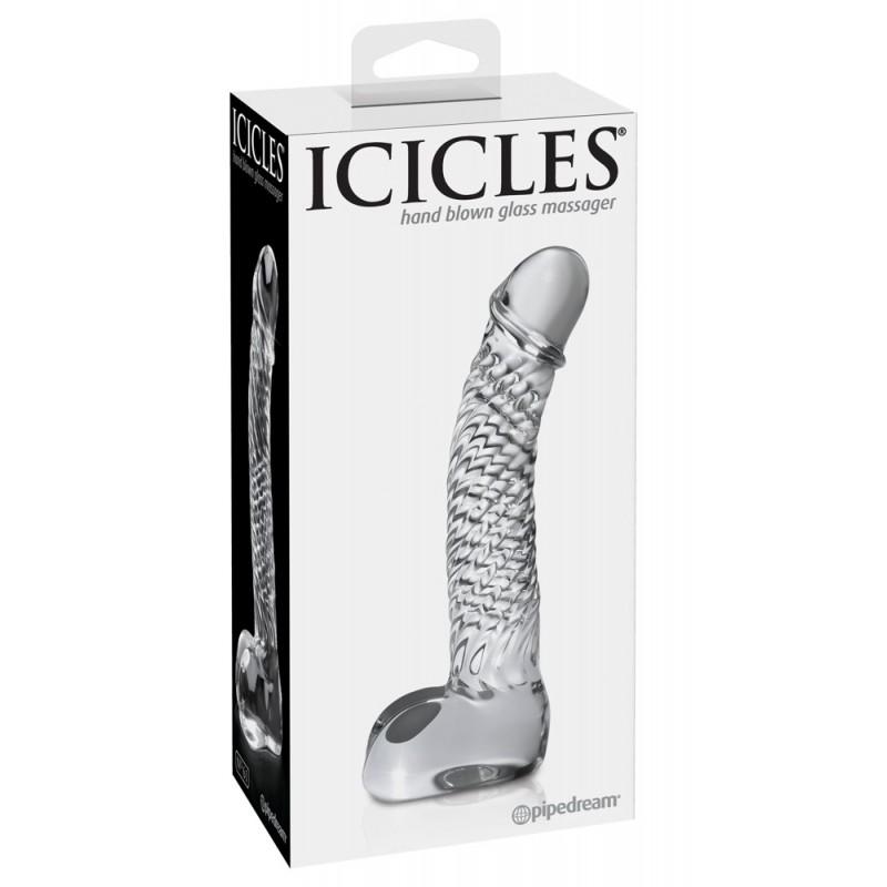 Icicles No. 61 - herés, péniszes üveg dildó (átlátszó) 72842 termék bemutató kép