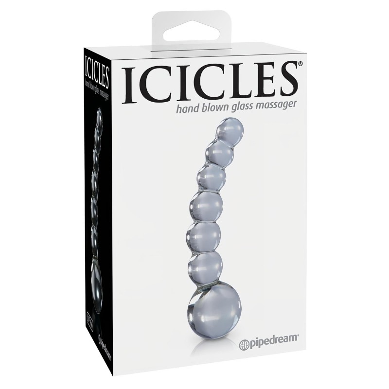 Icicles No. 66 - íves, gömbös, üveg dildó (átlátszó) 107321 termék bemutató kép