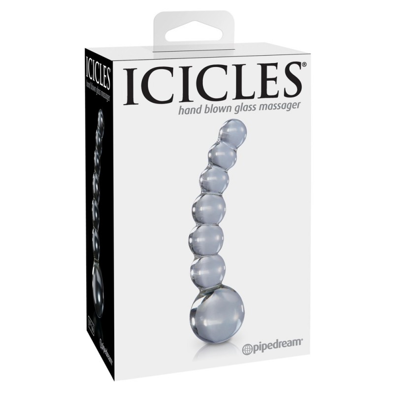 Icicles No. 66 - íves, gömbös, üveg dildó (átlátszó) 72890 termék bemutató kép