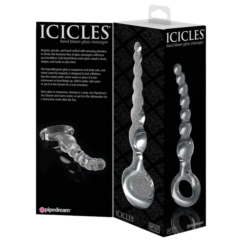 Icicles No. 67 - gömbös üveg dildó (átlátszó) 107130 termék bemutató kép