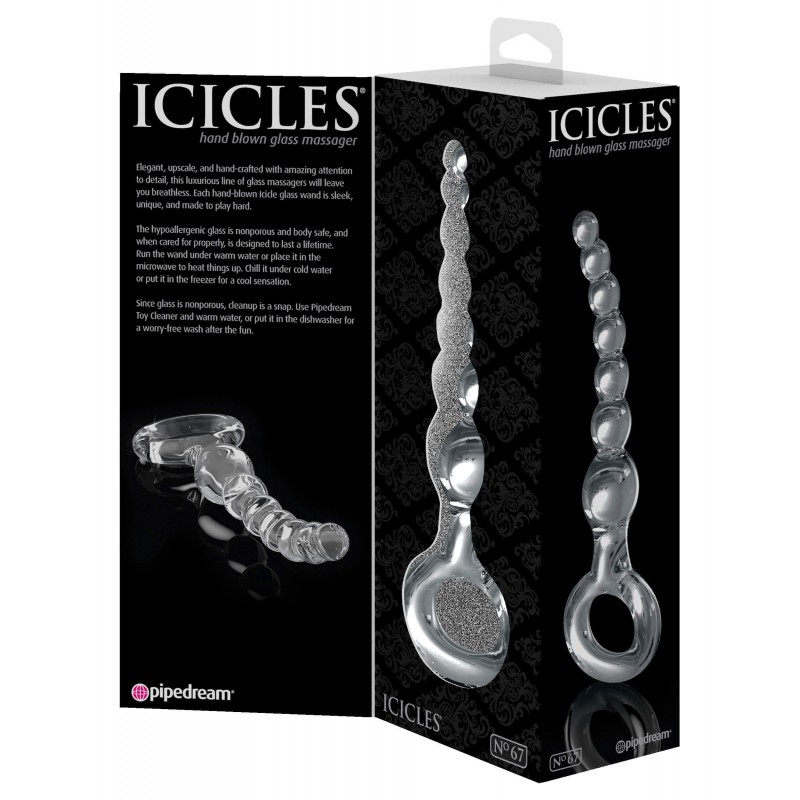 Icicles No. 67 - gömbös üveg dildó (átlátszó) 52115 termék bemutató kép