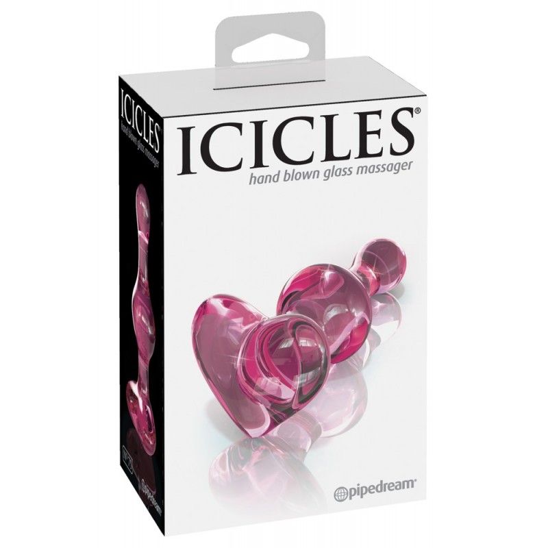 Icicles No. 75 - szíves, üveg anál dildó (pink) 72844 termék bemutató kép