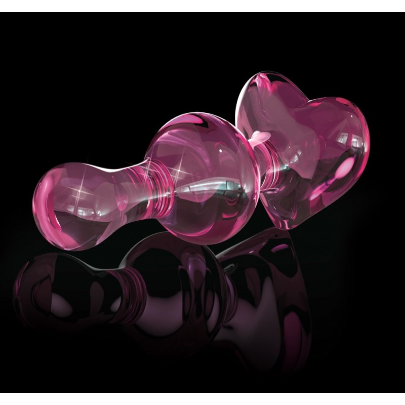 Icicles No. 75 - szíves, üveg anál dildó (pink) 40708 termék bemutató kép
