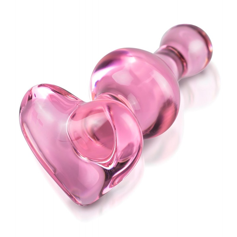 Icicles No. 75 - szíves, üveg anál plug (pink) 99158 termék bemutató kép