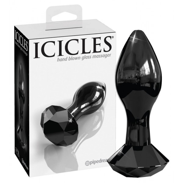 Icicles No. 78 - kúpos üveg anál plug (fekete)