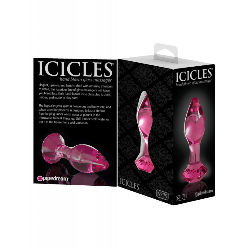 Icicles No. 79 - kúpos üveg anál dildó (pink) 40093 termék bemutató kép