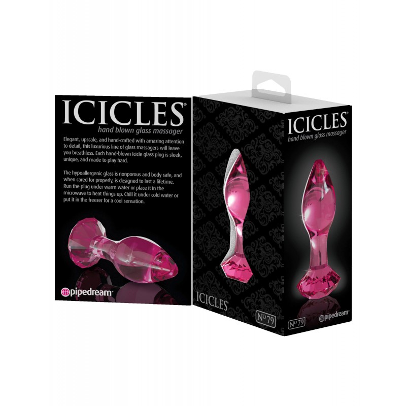 Icicles No. 79 - kúpos üveg anál plug (pink) 40093 termék bemutató kép