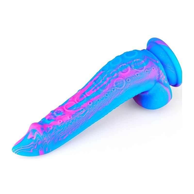 Inkipus - herés szilikon dildó - 18 cm (kék-pink) 132565 termék bemutató kép