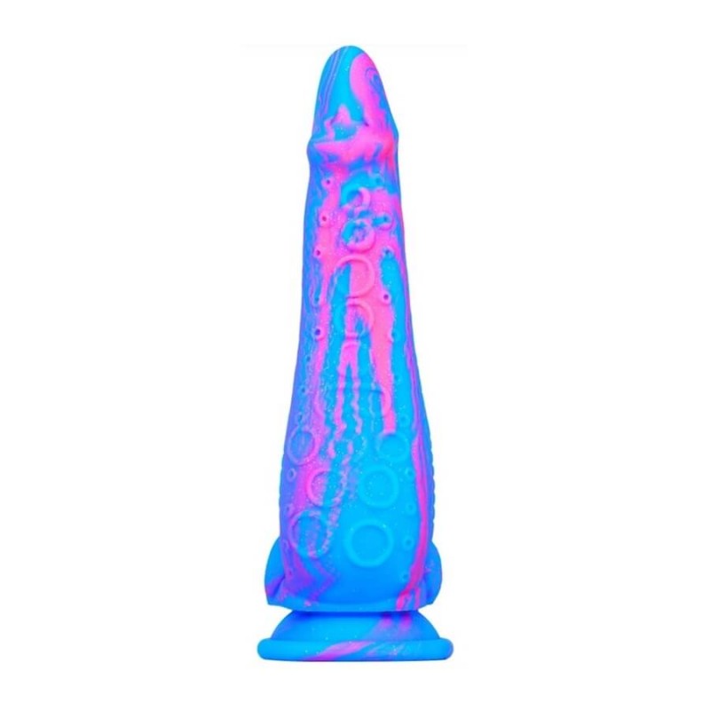 Inkipus - herés szilikon dildó - 18 cm (kék-pink) 78902 termék bemutató kép